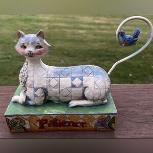 Jim Shore Heartwood Creek "Patience" Cat with Blue Bird 2006